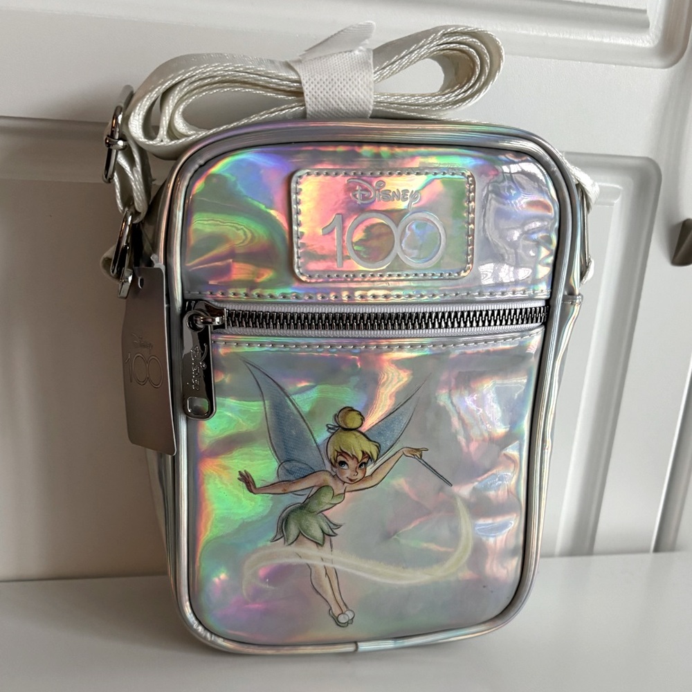 NWT Disney 100th Anniversary Tinkerbell Holographic Crossbody Bag
